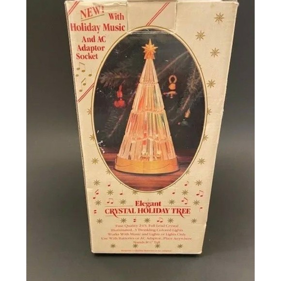 Vintage Lead Crystal Lighted Christmas Holiday Tree St George USA Original Box - Picture 2 of 11
